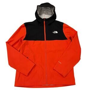 The North Face Rain Jacket Men Large Orange Barr Lake Waterproof High Visibility